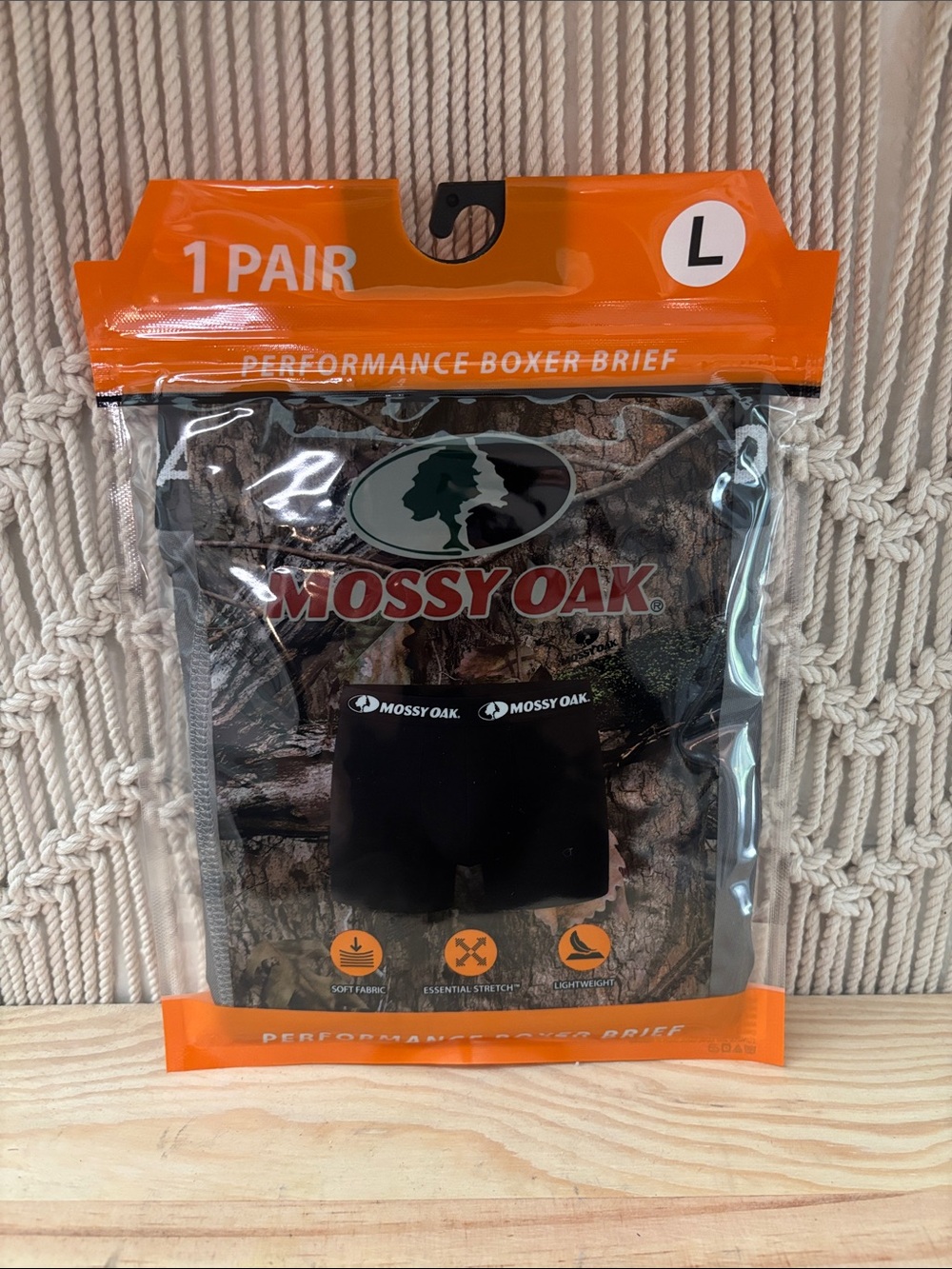 1 Large Pair Mossy Oak Performance Boxer Brief - Gray